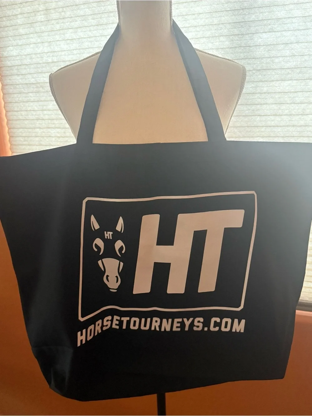NHC NTRA Horseracing XL Black Canvas Tote Bag with Large Print Logo NWOT